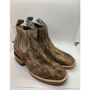 New Jordan Page Women's Western Ankle Boots Size 9.5 Hair-on-Hide Square Toe